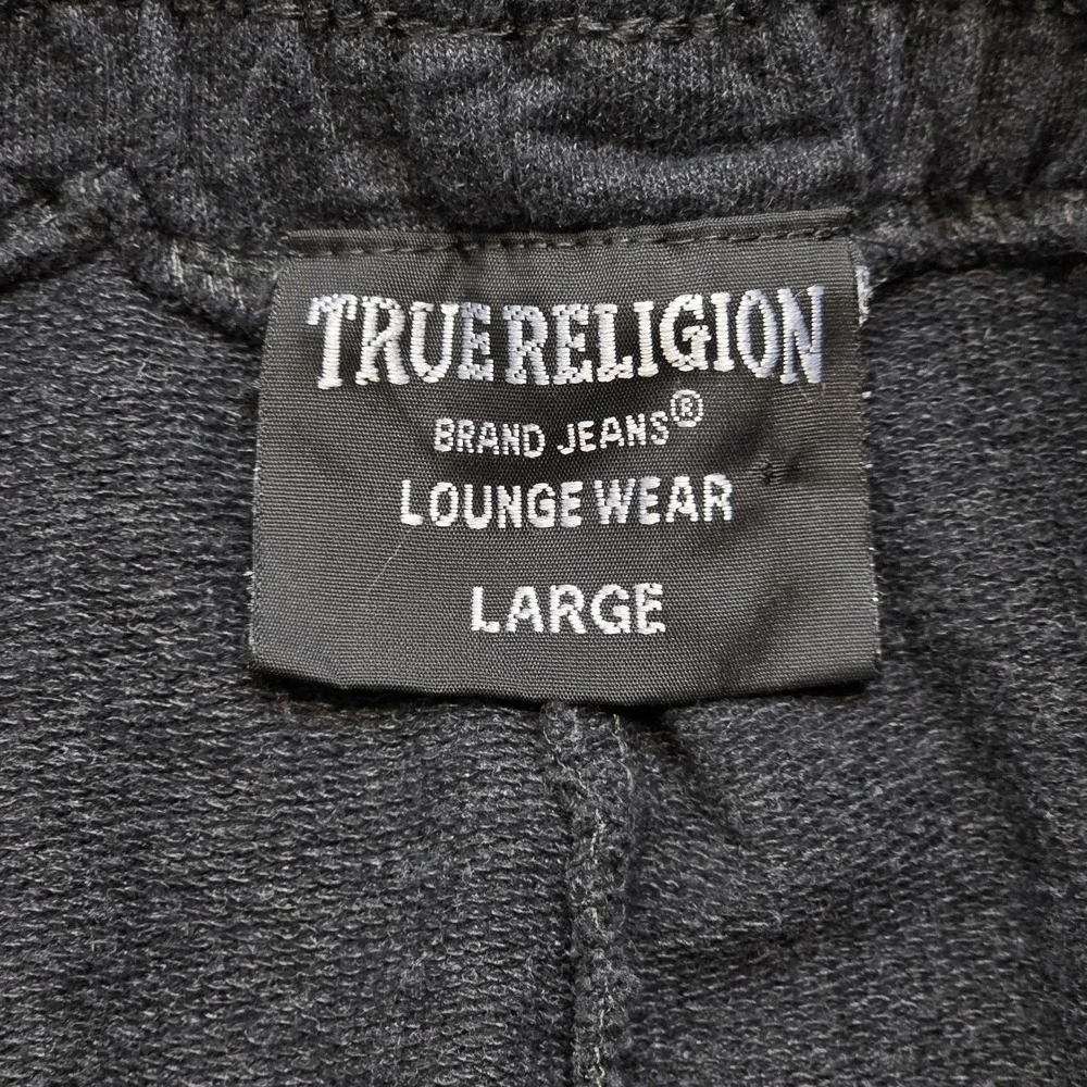 True Religion Men's Joggers Large Charcoal Gray Gold Horseshoe Logo Sweatpants